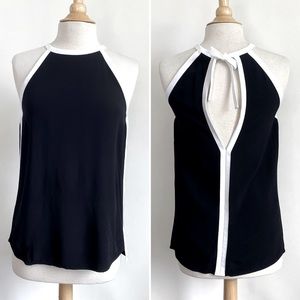 Zara Woman black white trim keyhole back tank XS